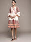 Ishin Women's Cotton Cream & Multicolored Embroidered A-Line Dress