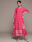 Ishin Women's Silk Blend Pink Embellished Anarkali Dress