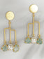 Ishin Gold Plated Fancy Pearl Stone Contemporary Drop Earing