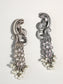 Ishin Oxidised Silver Plated Stone Studded Peacock Shaped Drop Earring