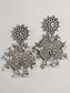 Ishin Oxidised Silver Plated Pearl Drop Earrings 