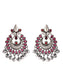 Ishin Oxidised Silver Plated Red Stone Studded Earring