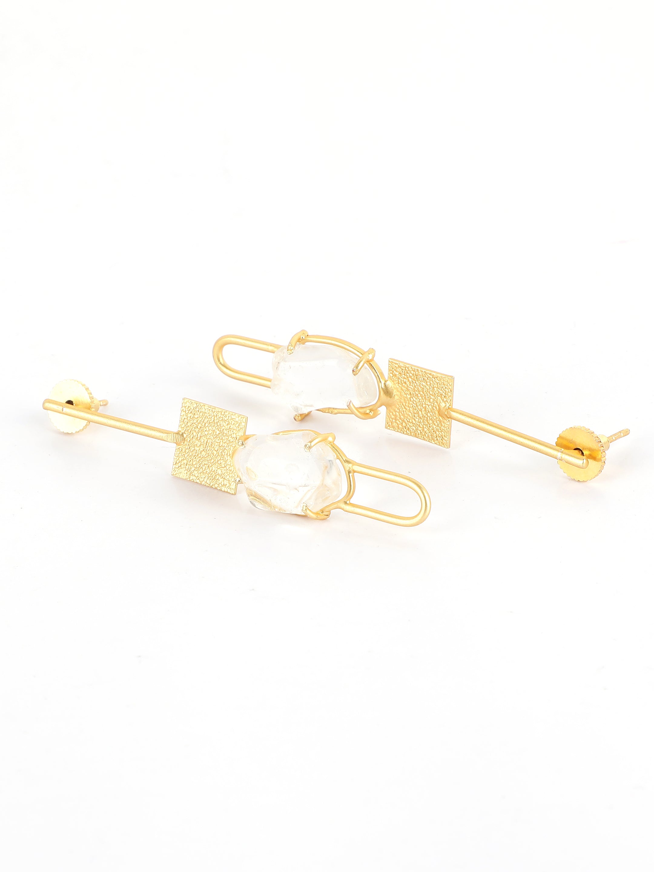 Ishin Gold Plated Fancy Stone Contemporary Drop Earing