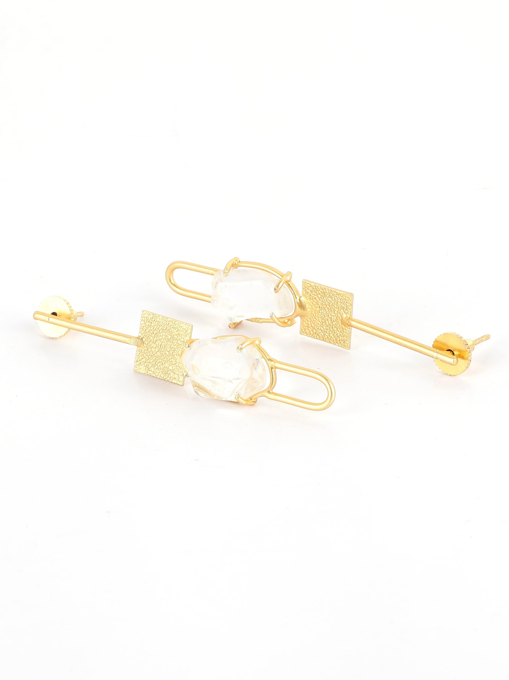 Ishin Gold Plated Fancy Stone Contemporary Drop Earing