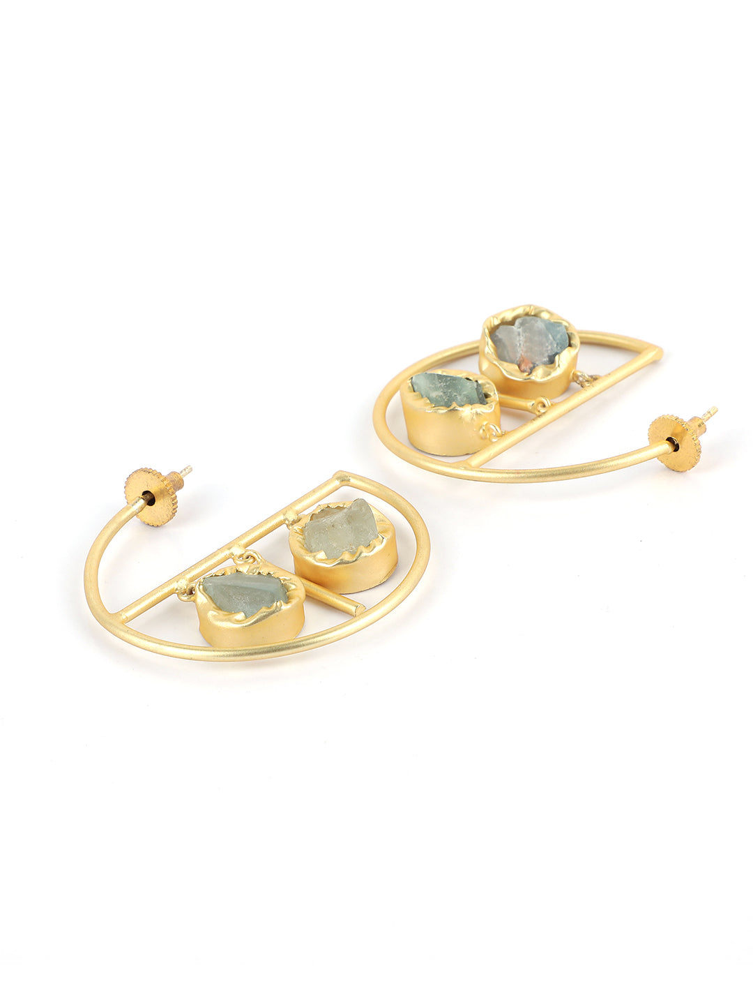 Ishin Gold Plated Fancy Stone Contemporary Stud