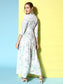 Ishin Women's Rayon White Printed Basic Jumpsuit