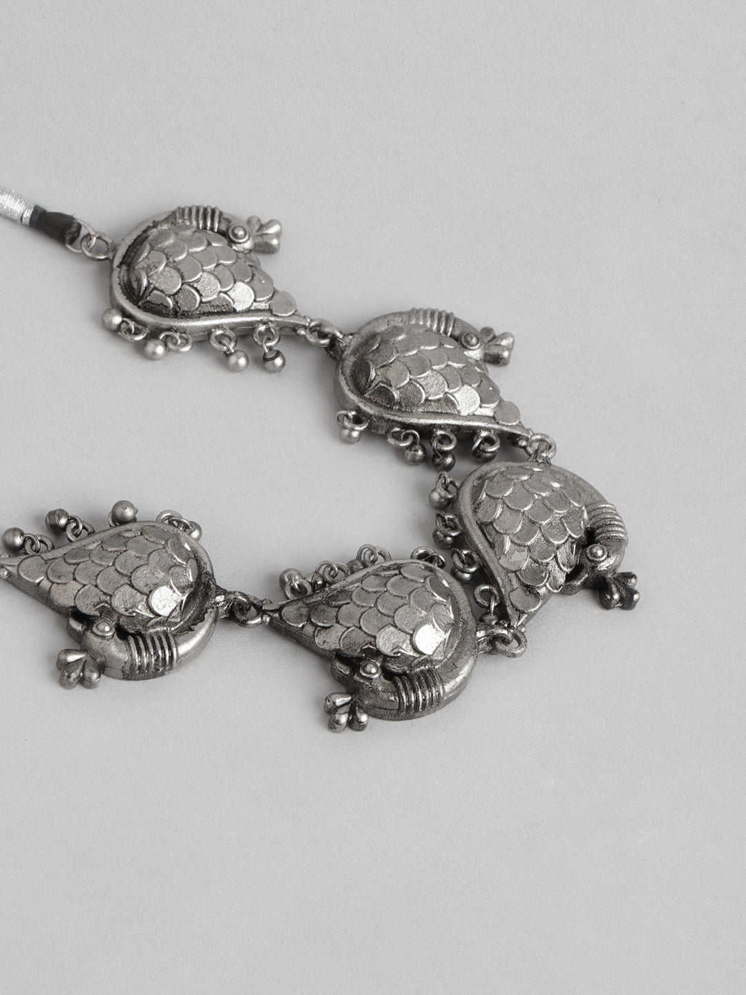 Ishin Women's Oxidised Peacock Choker Set