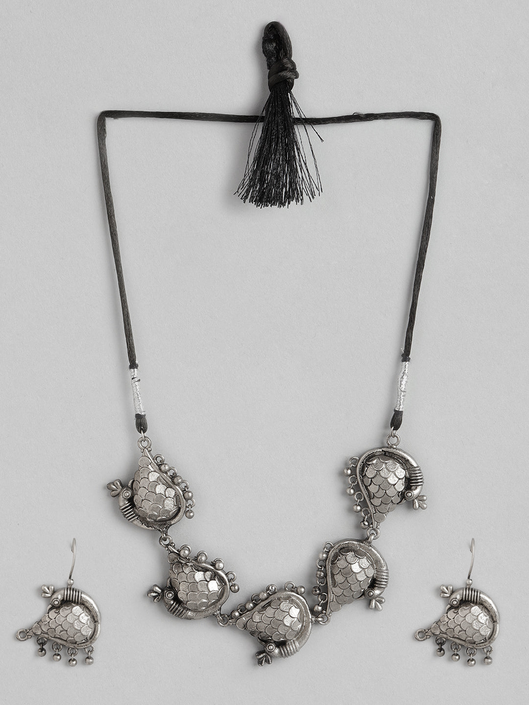 Ishin Women's Oxidised Peacock Choker Set 