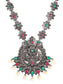 Ishin Women's Oxidised Silver Plated Stone Studded Pearl Jewellery Set