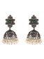 Ishin Women's Oxidised Silver Plated Stone Studded Pearl Jewellery Set