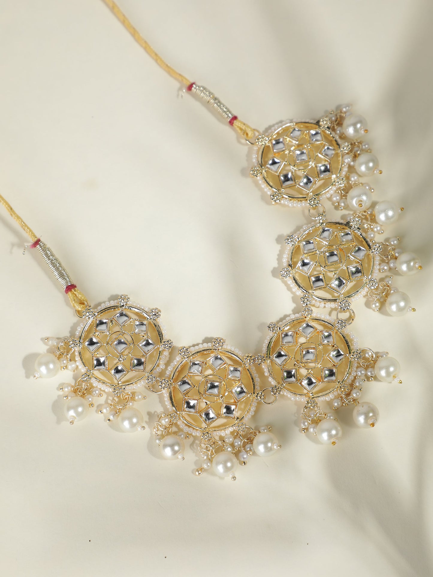 Ishin Women's Gold Plated Pearl Choker Jewellery Set 