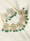 Ishin Women's Gold Plated Green & White Stone Studded Choker Jewellery Set 