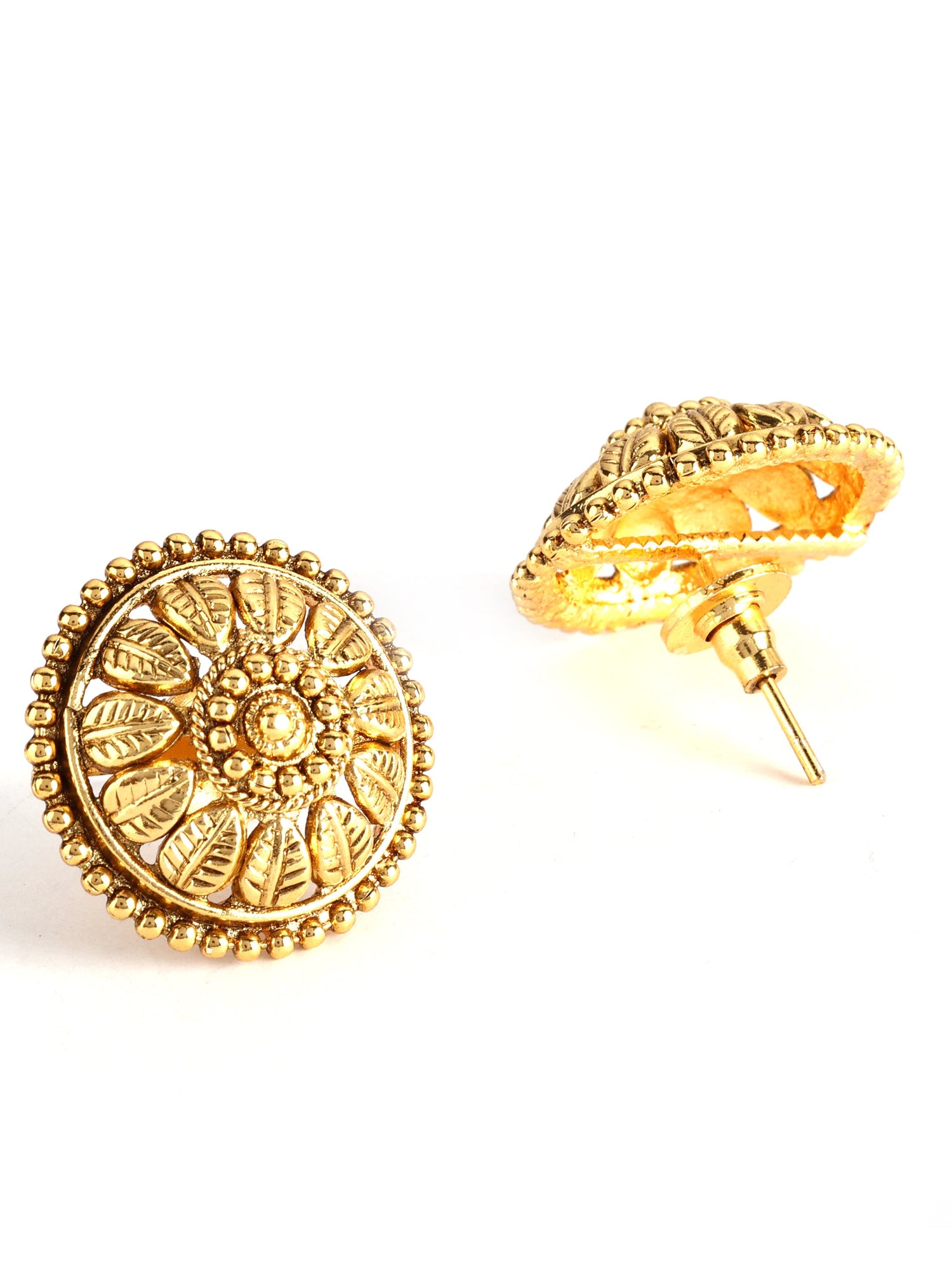 Ishin Women's Dull Gold Plated Temple Choker Jewellery Set