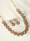 Ishin Women's Gold Plated Pink Stone & Zirconia Choker Jewellery Set 