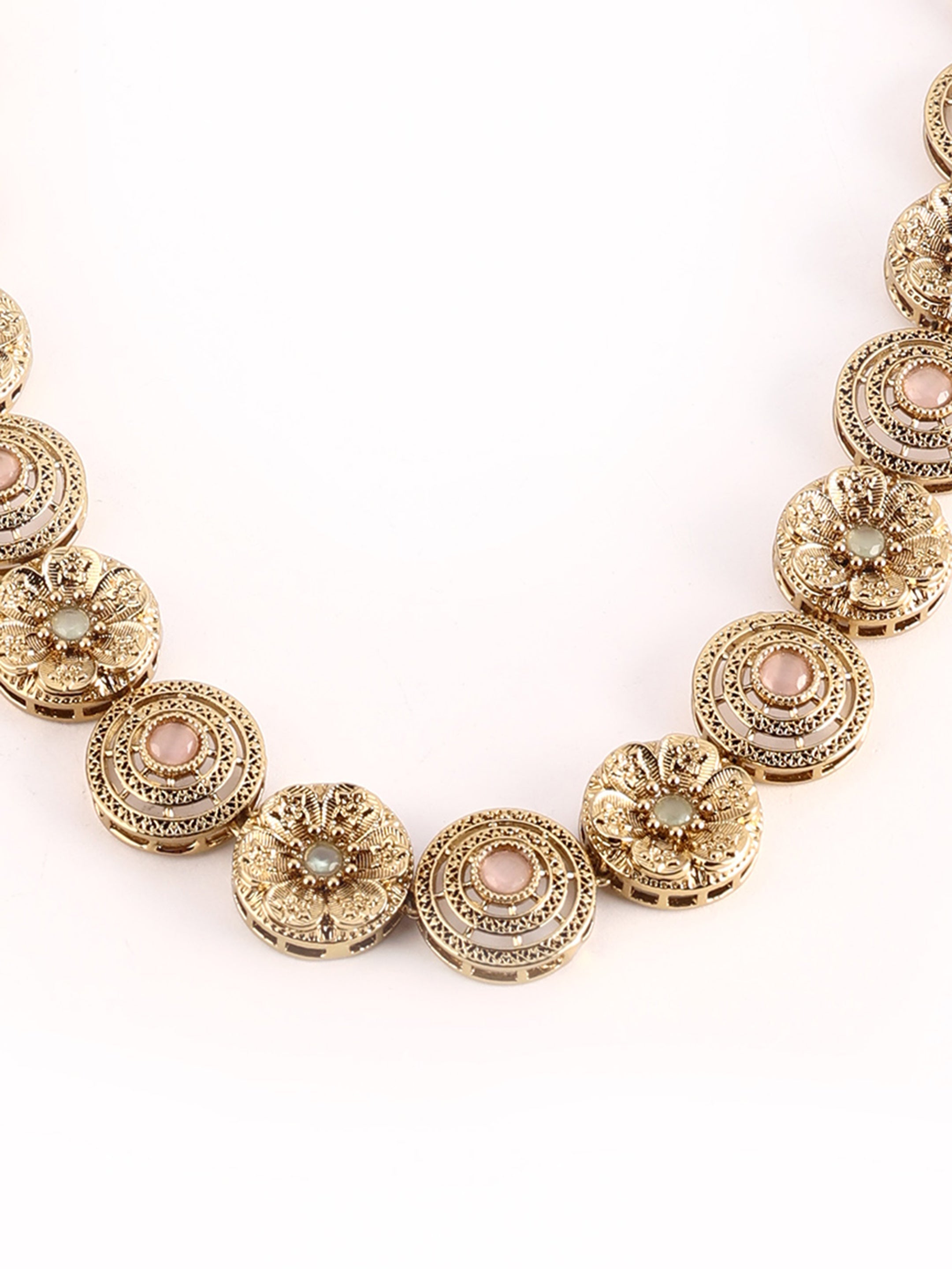 Ishin Women's Gold Plated Stone Studded Choker Jewellery Set