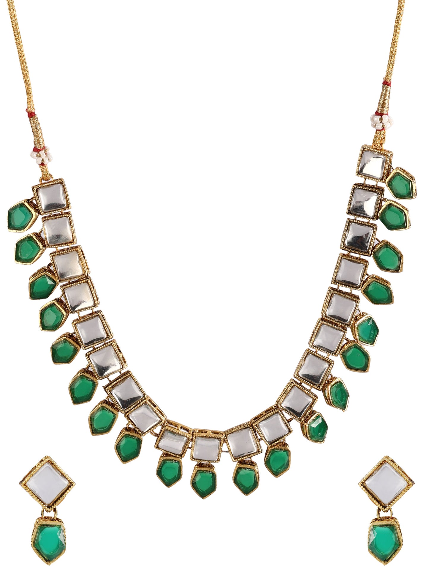 Ishin Women's Gold Toned Kundan Choker Jewellery Set