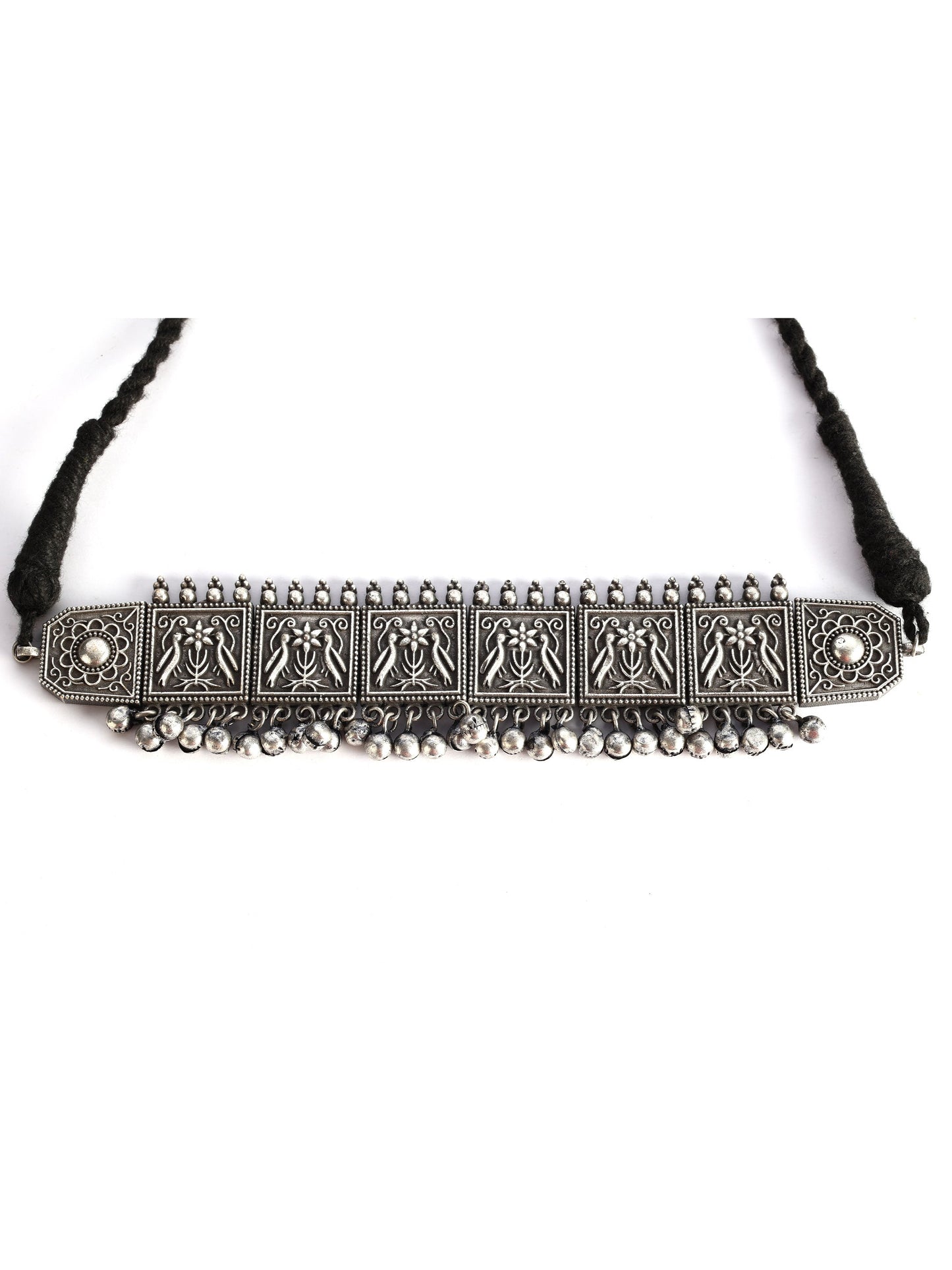 Ishin Women's Oxidised Silver Plated Choker Jewellery Set
