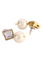 Ishin Women's Gold Toned Kundan Green & White Pearl Jewellery Set