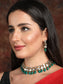 Ishin Women's Gold Toned Kundan Green Beads Choker Jewellery Set