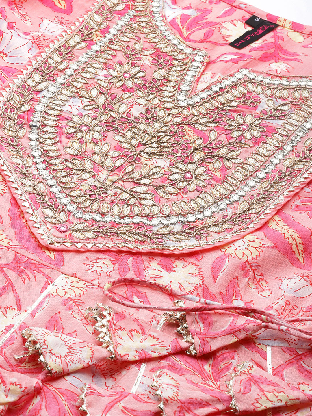 Ishin Women's Pink Embroidered Anarkali Kurta
