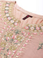Ishin Women's Peach Embroidered A-Line Kurta