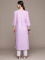 Ishin Women's Cotton Blend Lavender Bandhani Printed A-Line Kurta