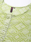 Ishin Women's Cotton Blend Green Bandhani Printed A-Line Kurta