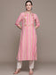 Ishin Women's Pink Embroidered A-Line Kurta