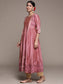Ishin Women's Silk Blend Peach Embellished Anarkali Kurta