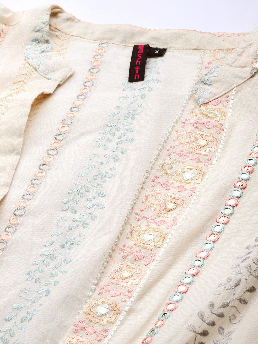 Ishin Women's Off White Embroidered Crop Top with Sharara & Jacket