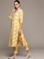 Ishin Women's Yellow Embroidered A-Liine Kurta with Trouser