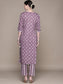 Ishin Women's Purple Yoke Embroidered A-Line Kurta with Trouser