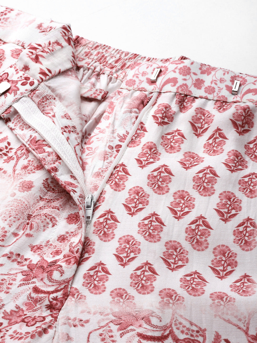 Ishin Women's Pink Floral Printed Top with Trouser  