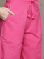 Ishin Women's Cotton Pink Yoke Design A-Line Kurta With Harem Pant