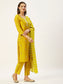 Ishin Women's Yellow Embroidered Straight Kurta with Trouser & Dupatta