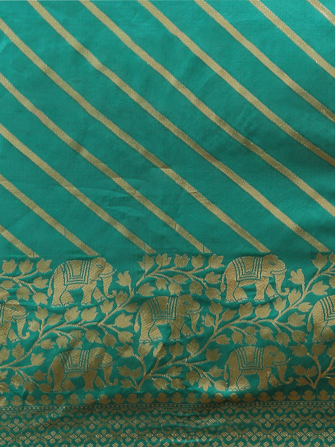 Ishin Women's Art Silk Green Woven Design Banarasi Saree With Blouse Piece