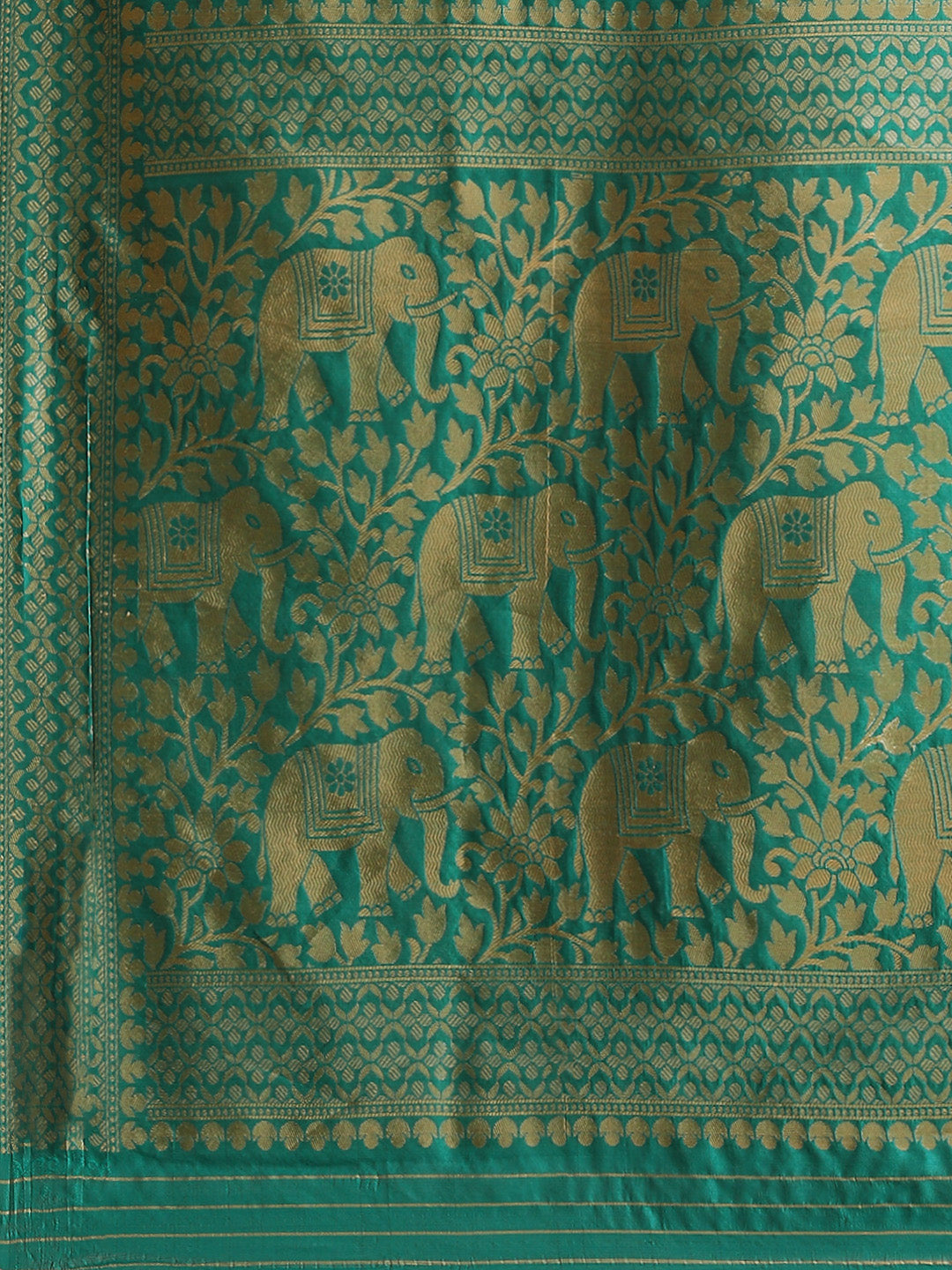 Ishin Women's Art Silk Green Woven Design Banarasi Saree With Blouse Piece
