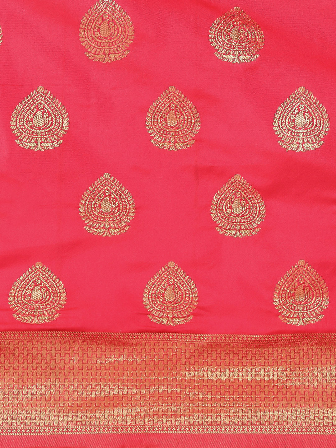 Ishin Women's Art Silk Pink Woven Design Banarasi Saree With Blouse Piece