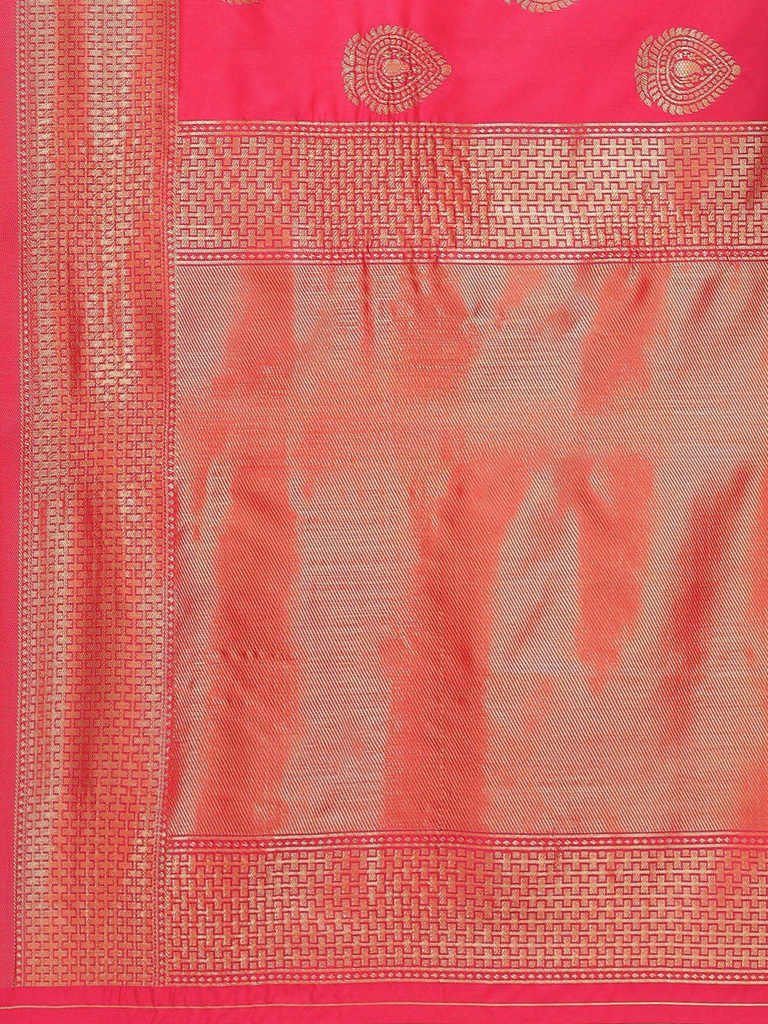 Ishin Women's Art Silk Pink Woven Design Banarasi Saree With Blouse Piece