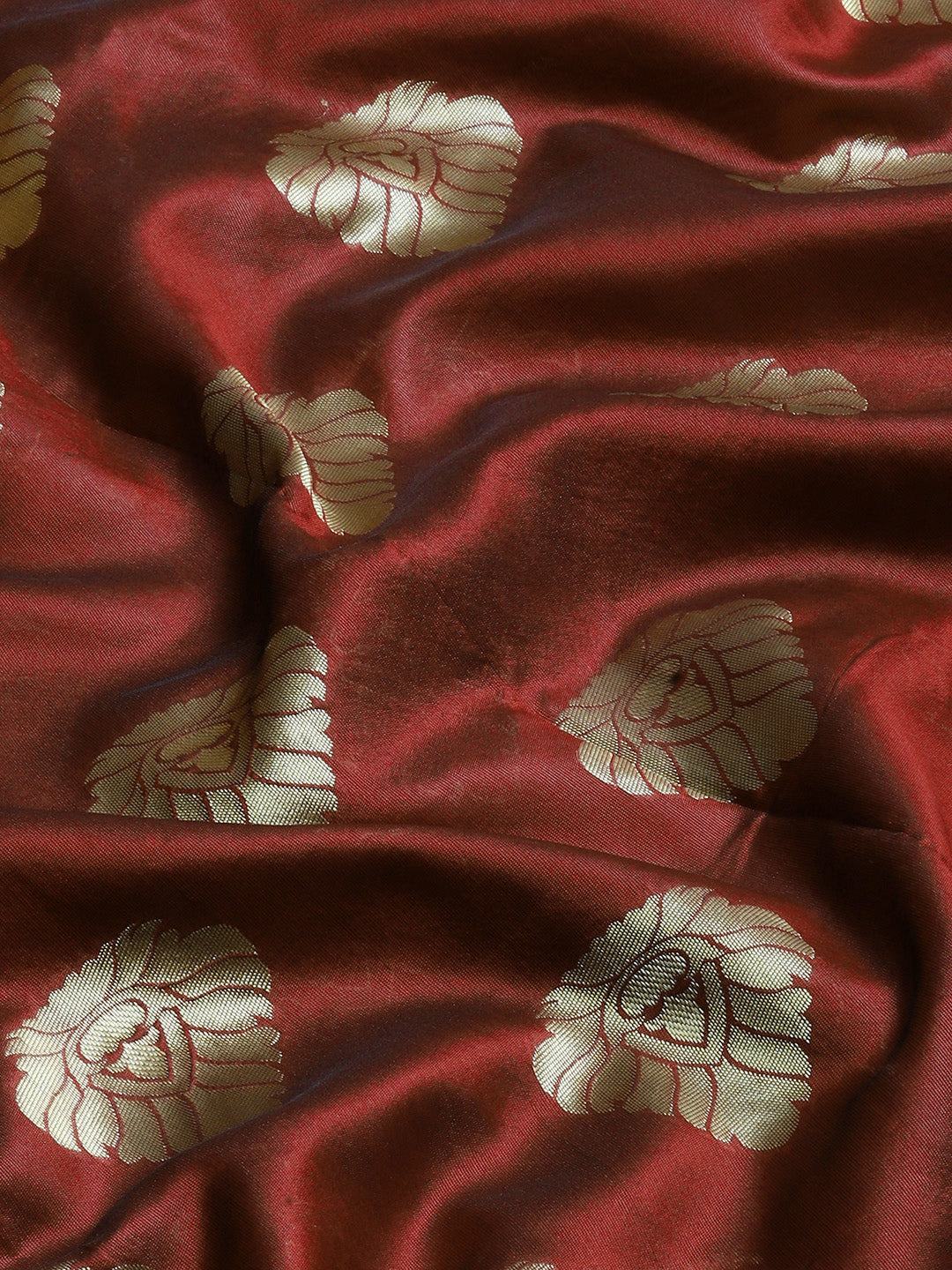 Ishin Women's Art Silk Maroon Woven Design Banarasi Saree With Blouse Piece