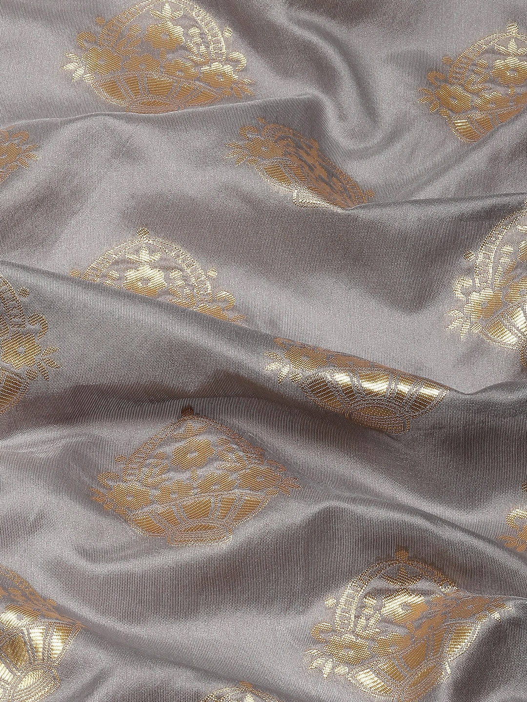 Ishin Women's Art Silk Grey Woven Design Banarasi Saree With Blouse Piece