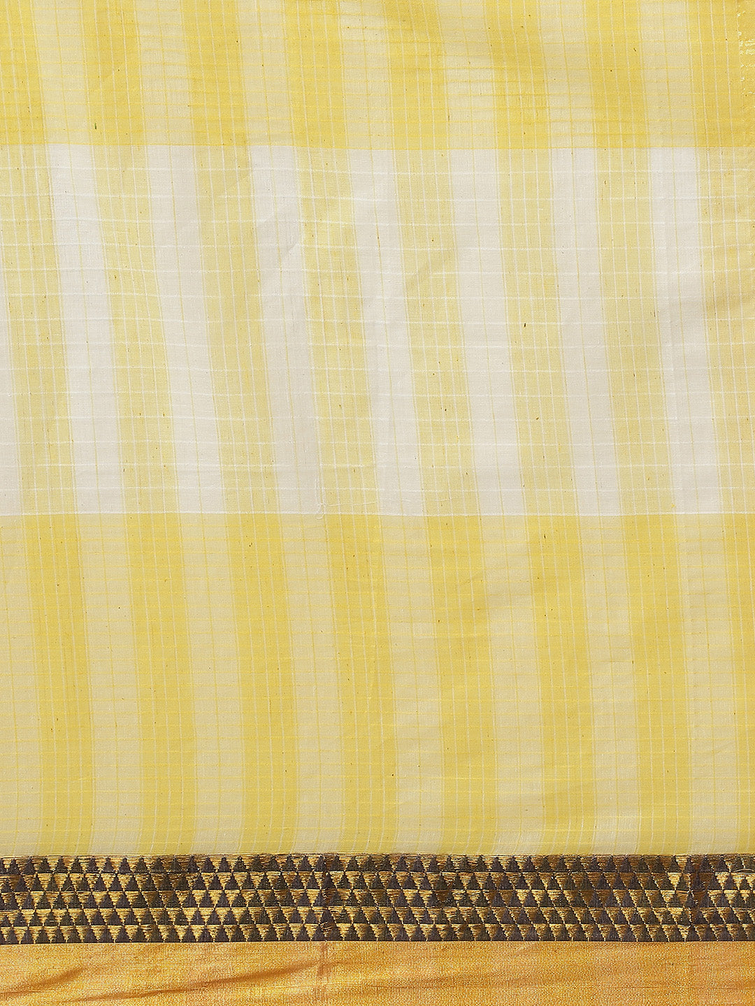 Ishin Women's Cotton Blend Yellow Temple Checks Woven Saree With Blouse Piece