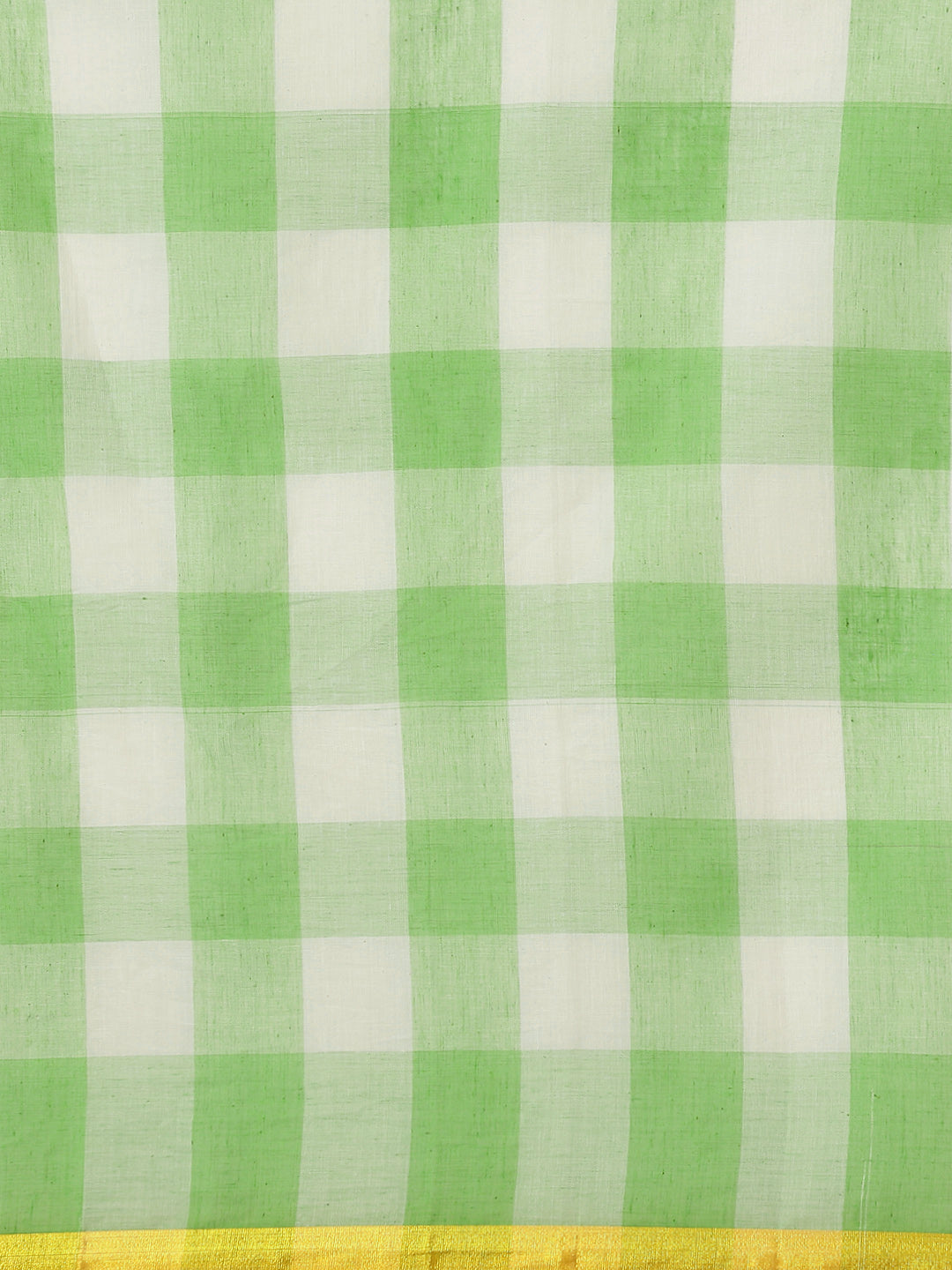 Ishin Women's Cotton Blend Green Checks Woven Vanamahalaxmi Saree With Blouse Piece