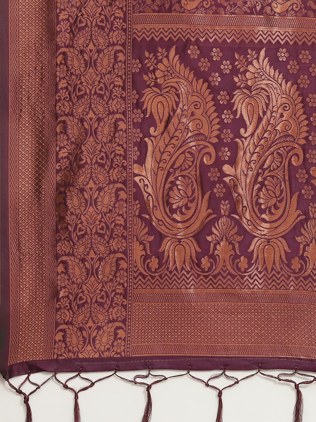 Ishin Women's Brocade Magenta Zari Woven Design Saree With Blouse Piece
