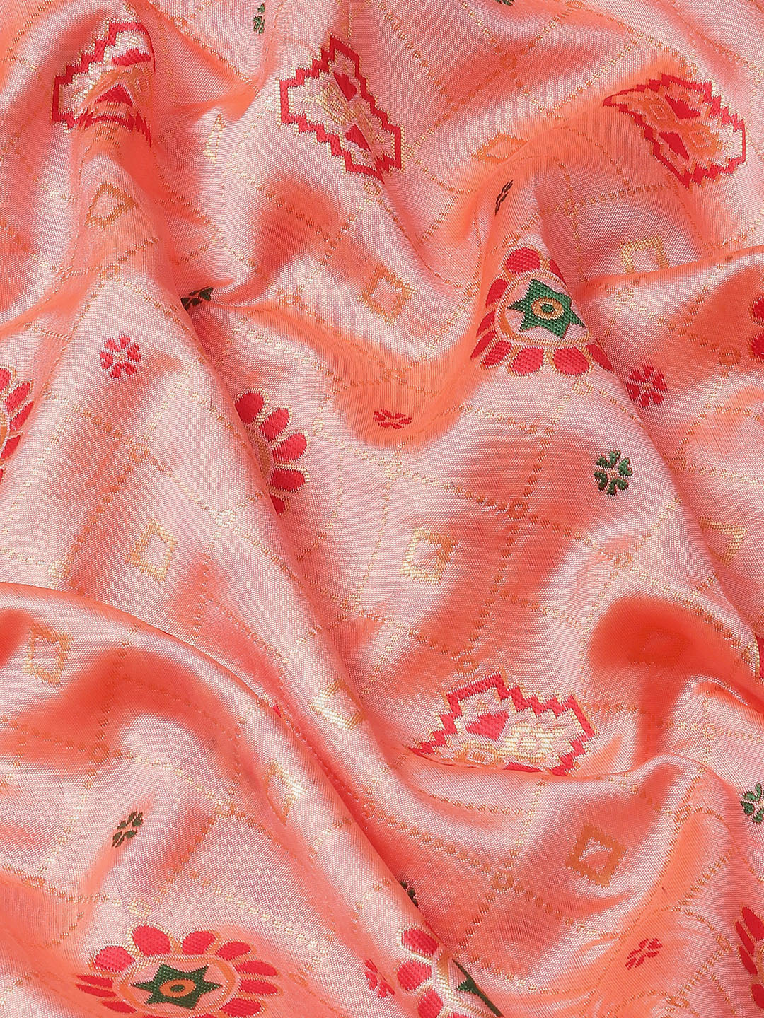 Ishin Women's Silk Blend Peach Woven Design Banarasi Saree With Blouse Piece