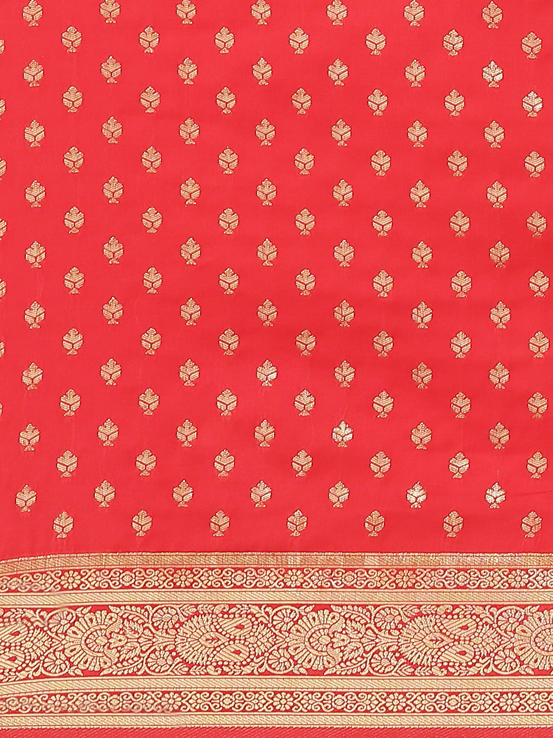 Ishin Women's Silk Blend Red Woven Design Banarasi Saree With Blouse Piece