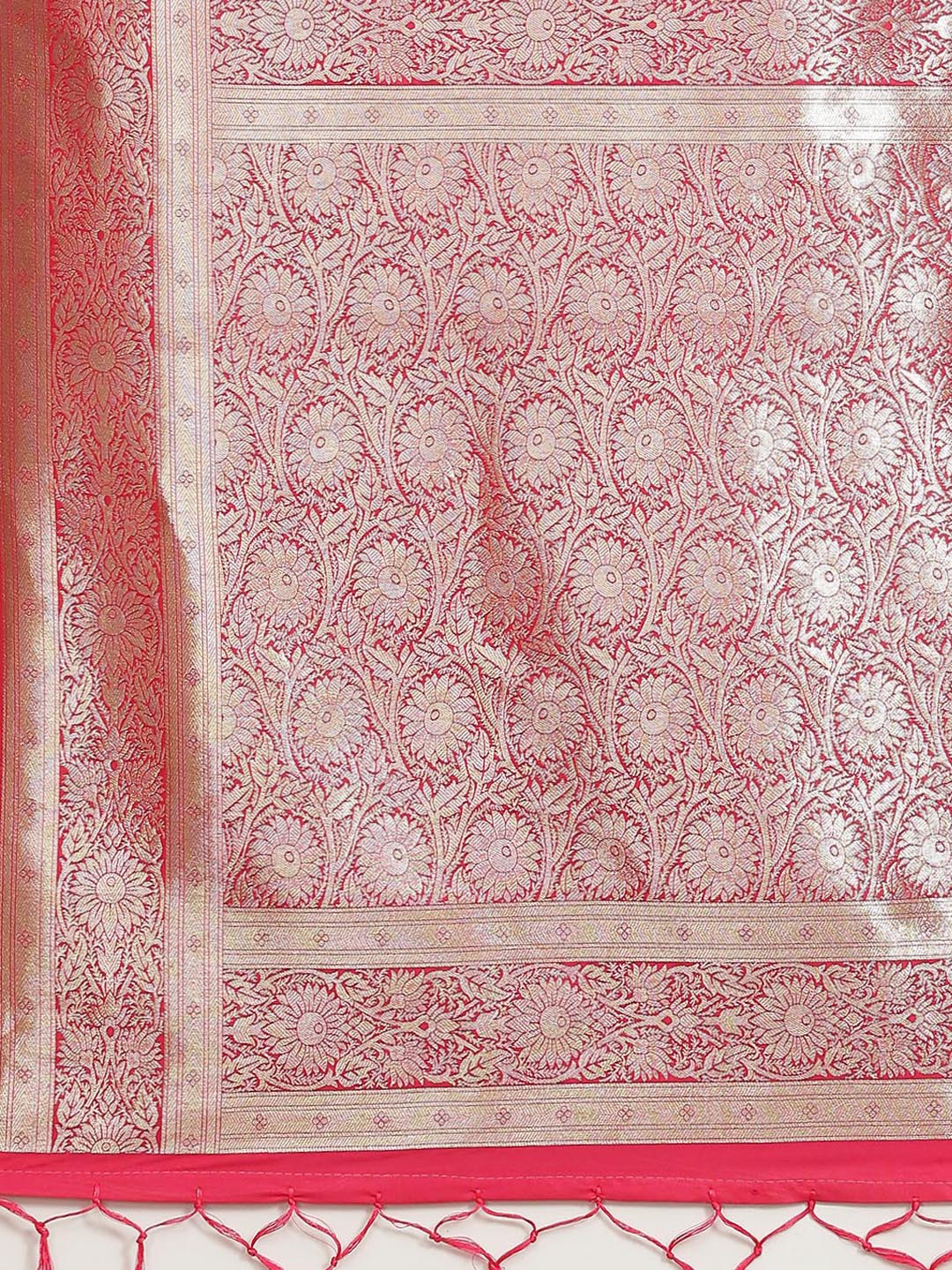 Ishin Women's Silk Blend Pink Woven Design Banarasi Saree With Blouse Piece