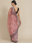 Ishin Women's Organza Peach Printed Saree With Blouse Piece