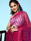 Ishin Women's Net Pink Embroidered Saree With Blouse Piece