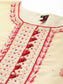Ishin Women's Cream Embroidered A-Line Kurta with Trouser & Dupatta